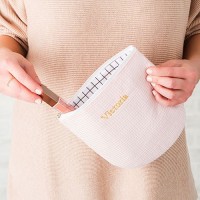 Personalized Small Cotton Waffle Makeup Bag - Blush Pink