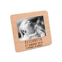 Custom Wooden Picture Frame With White Edge - Birth Date