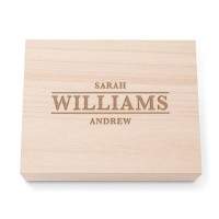 Personalized Wooden Keepsake Gift Box With Hinged Lid - Classic Serif Font
