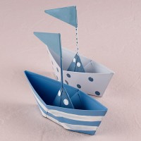 Blue And White Polka Dot And Striped Boat Favors 6