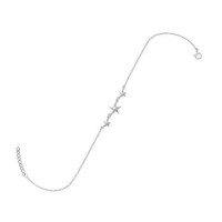 9 in. +1.5 in. Extension Rhodium Plated Starfish Anklet