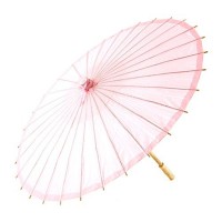 Paper Parasol With Bamboo Boning - Vintage Pink - 2 Pieces