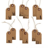 Global Destinations Vintage Paper Shipping Tags With Twine Ties