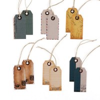 Well Traveled Vintage Paper Shipping Tags With Twine Ties - 4 Pieces