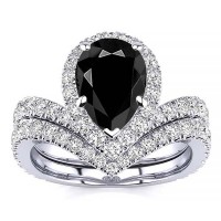 Anna Black Diamond Ring - White Gold