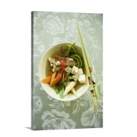 Asian Vegetable Soup With Tofu And Enoki Mushrooms Wall Art - Canvas - Gallery Wrap