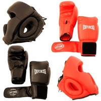 2 Pairs Pro Boxing Gloves & Pro Head Gears Pro Quality 16 oz Adult Size