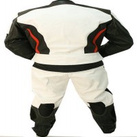 2 Piece Black and White Alienator Motorcycle Leather Racing Suit