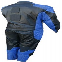 2 Piece Motorcycle Racing Riding Leather Track Suit with Armor Padding New Blue/Black