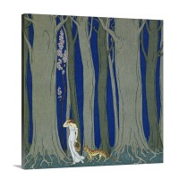 Book Illustration Of A Woman And A Leopard In The Forest By Georges Barbier Wall Art - Canvas - Gallery Wrap