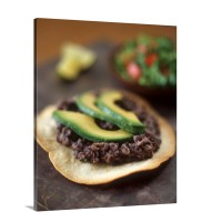 Deep Fried Tortilla With Black Beans And Avocado Slices Wall Art - Canvas - Gallery Wrap