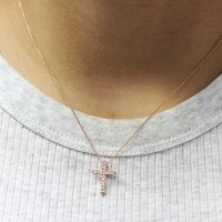 0.18CTW Diamond Cross Necklace For Woman