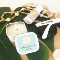 Personalized Tropical Beach Square Candle Tins - 24 Pieces