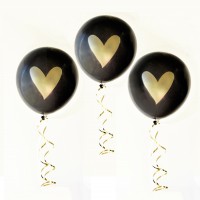 Gold HEART Party Balloons - Set of 3
