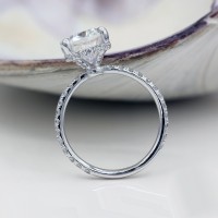 Elongated Cushion Moissanite And Diamond Engagement Ring