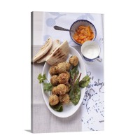 Falafel With Unleavened Bread Yogurt And Apricot Sauce Wall Art - Canvas - Gallery Wrap