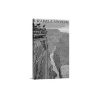 Grand Canyon National Park Bighorn Sheep On Point Retro Travel Poster Wall Art - Canvas - Gallery Wrap