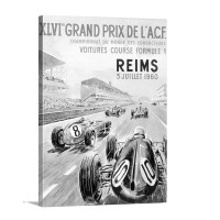 Grand Prix Reims 1960 Vintage Poster Wall Art - Canvas - Gallery Wrap