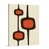 Mod Pod Three Orange With Brown Wall Art - Canvas - Gallery Wrap
