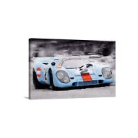 Porsche 917 Gulf Watercolor Wall Art - Canvas - Gallery Wrap
