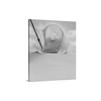 Sand Wedge Hitting A Golf Ball Out Of A Sand Trap Wall Art - Canvas - Gallery Wrap