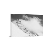 Skier Flying Over Slope With Clouds Whistler Mount Canada Low Angle View Wall Art - Canvas - Gallery Wrap