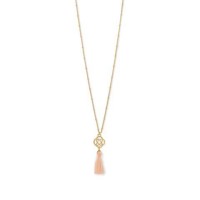 Gold Tone Celtic Charm and Peach Tassel Necklace