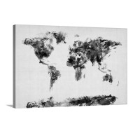 World Art Map Made Up Of Paint Wall Art - Canvas - Gallery Wrap