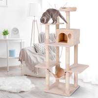 Multilevel Activity Tower Condo with Hammock Scratching Post
