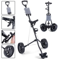 Foldable 2 Wheels Push Pull Golf Holder Trolley