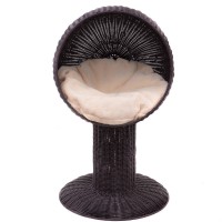 17 In. Ball Hooded Rattan Cat Bed with Cushion