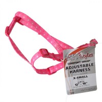 Pet Attire Styles Polka Dot Pink Comfort Wrap Adjustable Dog Harness - Fits 12 in. - 18 in. Girth - 3/8 in. Straps