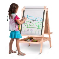 All In One Kid s Double Side Wooden Art Easel With Paper Roll