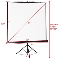 84 In. Tripod Floor Stand Manual Pull Up Projection Screen