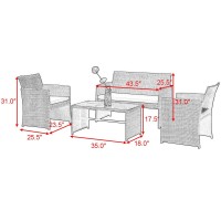 4 Pcs Patio Rattan Wicker Furniture Set