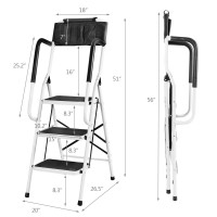 3-Step Non-Slip Folding Stool Ladder With Handrails