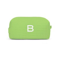 Personalized Small Cotton Waffle Makeup Bag - Lime Green