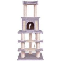 52 In. Tower Condo Scratching Post Cat Tree With Rope And Mouse