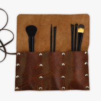 Personalized Leather Wrap Makeup Brush Holder Organizer