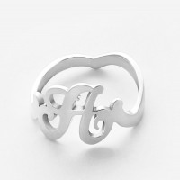 Sterling Silver Personalized Single Initial Ring