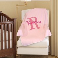 Personalized Name & Initial Plush Baby Blanket