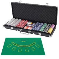 Texas Holdem Cards With 500 Jetton And Dice In Aluminum Case
