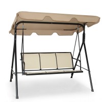 Outdoor Patio 3 Person Porch Swing Bench Chair With Canopy