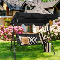 Outdoor Patio 3 Person Porch Swing Bench Chair With Canopy