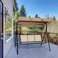 Outdoor Patio 3 Person Porch Swing Bench Chair With Canopy