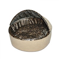K&H Thermo Kitty Bed Deluxe - Tan and Leopard - Small - 16 in. L x 16 in. W x 14 in. H