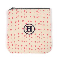 Large Personalized Women's Makeup Bag Pouch - Pink Hearts