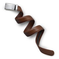 Men's Brown Leather Belt - Monogrammed Silver Buckle