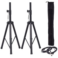 Pair Of Tripod Speaker Stands With Carry Bag And Cables