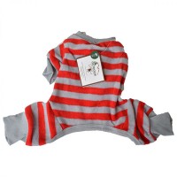 Looking' Good Striped Dog Pajamas - Red - X - Small - Fits 8 in. - 10 in. Neck to Tail